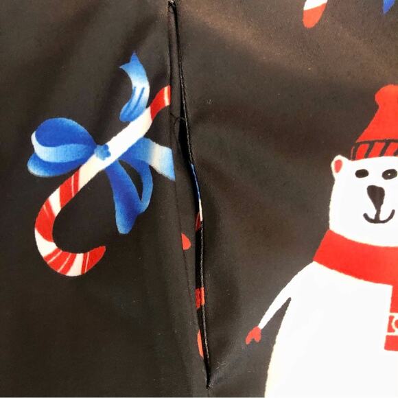 Christmas Dress Side Pockets Long Sleeve Black Background with Fun Holiday Print - Picture 8 of 16